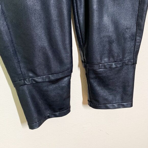 Raffaello Rossi Vegan Faux Leather Candy Pants 40 US 10 Black Jogger Track - Picture 2 of 7